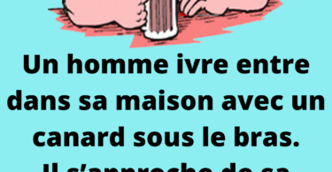 Un homme ivre entre dans sa maison